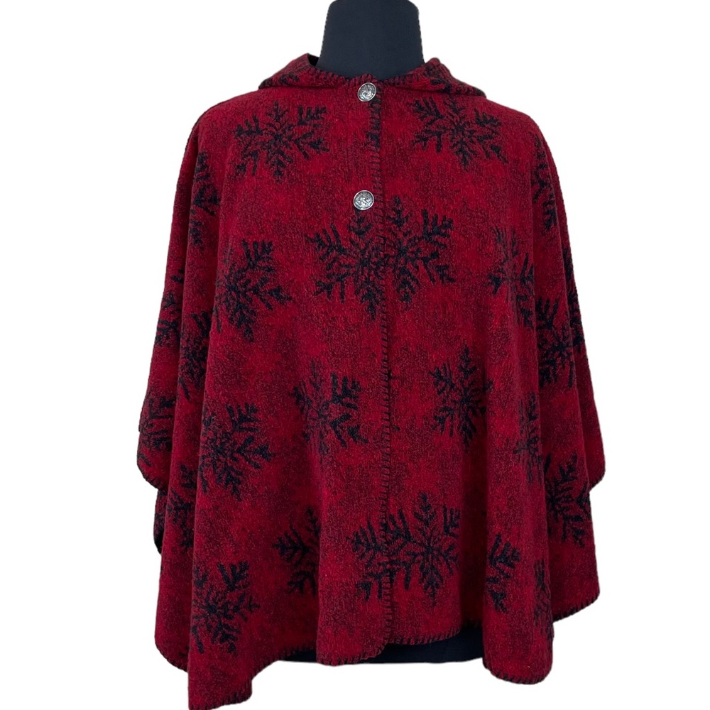 The Vermont Country Store *LIKE NEW* Wool Blend Fleece Hooded Poncho Cape
